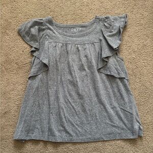 LOFT Women’s Dark Grey T-Shirt Flutter Sleeves